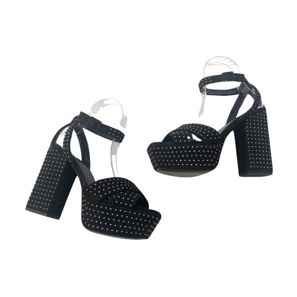 Saint Laurent silver studded suede Farrah heels size 37.5 - Picture 1 of 9